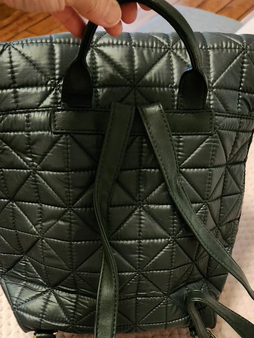 Juicy Couture Black Quilted Small Medium Backpack Purse with Gold Accents